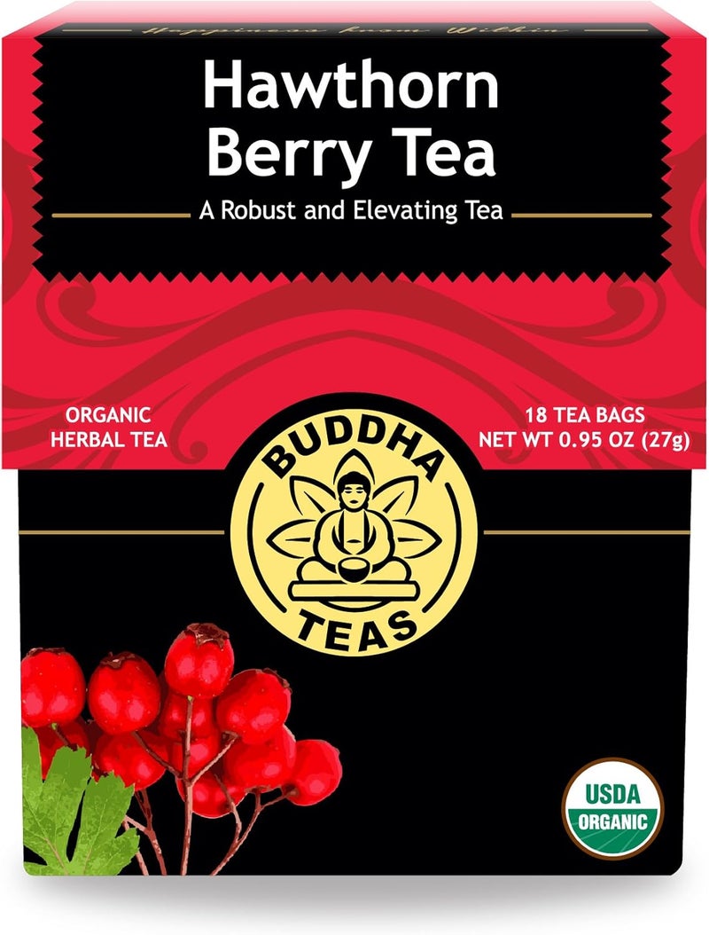 BUDDHA TEAS شاي توت الزعرور العضوي من بودا تي - 18 كيس شاي خالي من التبييض - Image 1